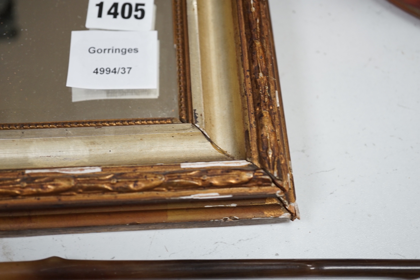 A pair of squared bevelled wall mirrors (2) 29cm sq including frames